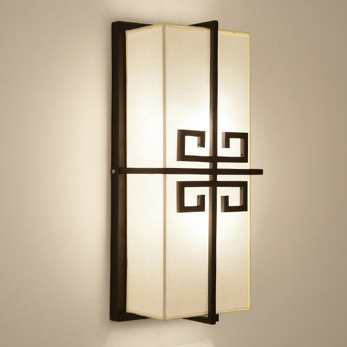 Chinese Rectangular Chinese Knot 2-Light Wall Sconce Lamp