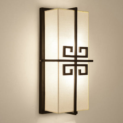 Chinese Rectangular Chinese Knot 2-Light Wall Sconce Lamp
