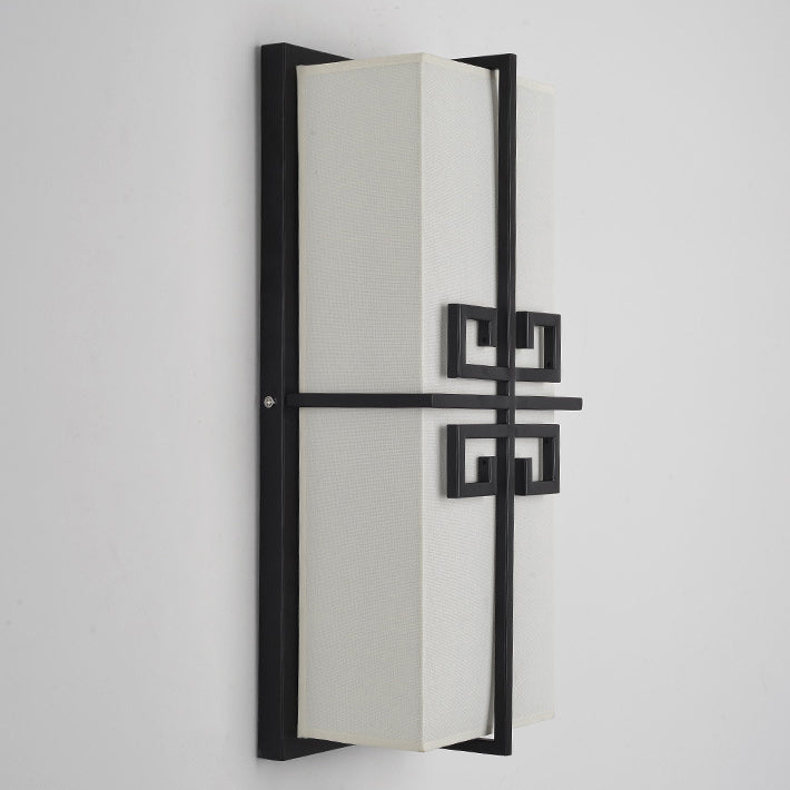 Chinese Rectangular Chinese Knot 2-Light Wall Sconce Lamp