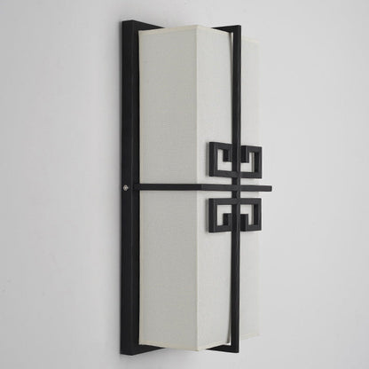 Chinese Rectangular Chinese Knot 2-Light Wall Sconce Lamp