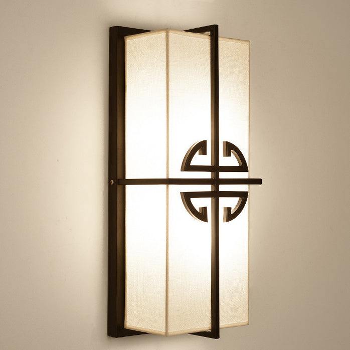 Chinese Rectangular Chinese Knot 2-Light Wall Sconce Lamp
