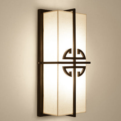Chinese Rectangular Chinese Knot 2-Light Wall Sconce Lamp