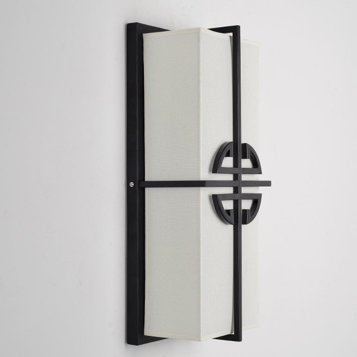 Chinese Rectangular Chinese Knot 2-Light Wall Sconce Lamp