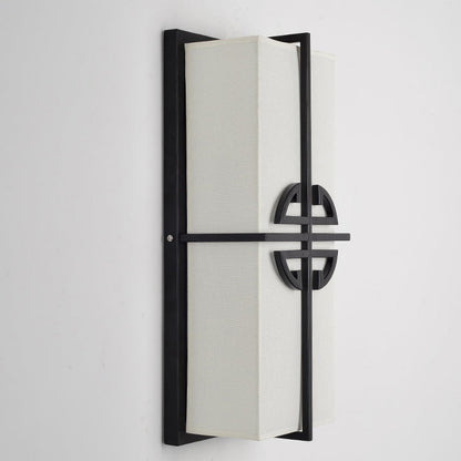 Chinese Rectangular Chinese Knot 2-Light Wall Sconce Lamp