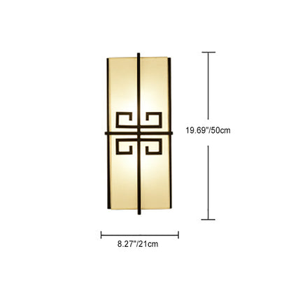 Chinese Rectangular Chinese Knot 2-Light Wall Sconce Lamp