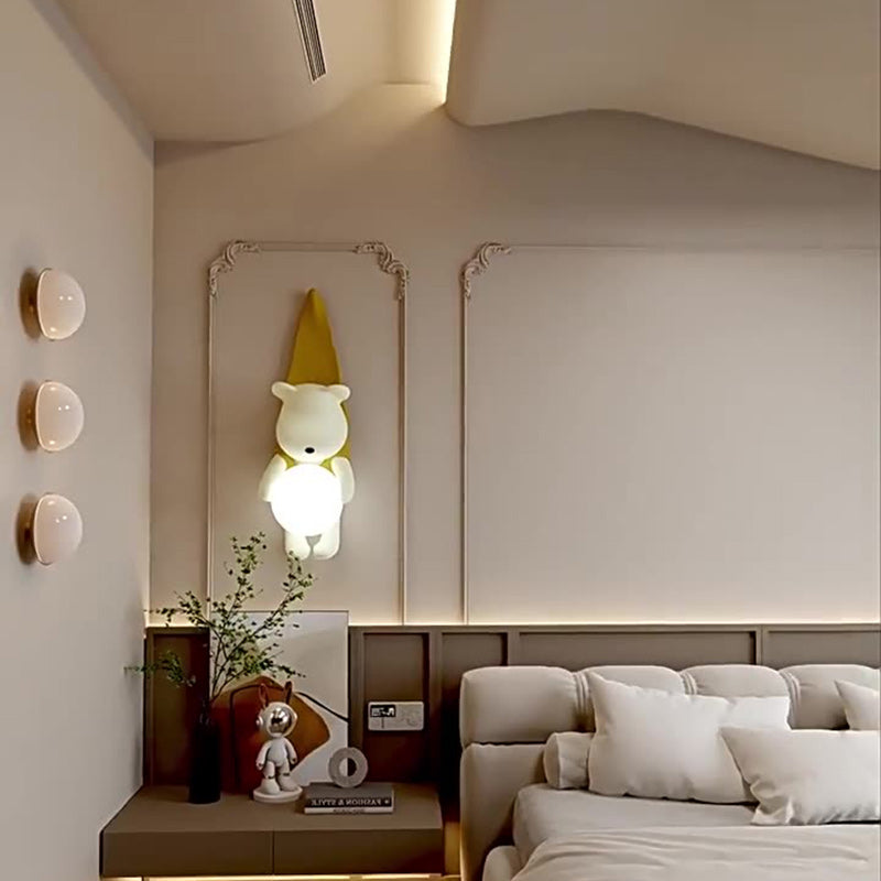 Kids Hanging Bear Resin PMMA 1-Light Wall Sconce Lamp
