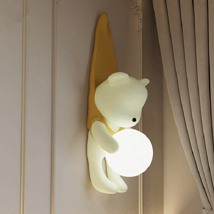 Kids Hanging Bear Resin PMMA 1-Light Wall Sconce Lamp