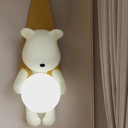 Kids Hanging Bear Resin PMMA 1-Light Wall Sconce Lamp