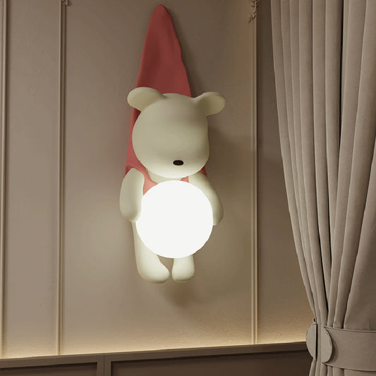Kids Hanging Bear Resin PMMA 1-Light Wall Sconce Lamp