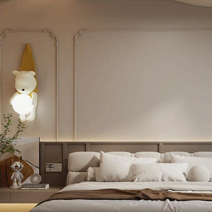 Kids Hanging Bear Resin PMMA 1-Light Wall Sconce Lamp
