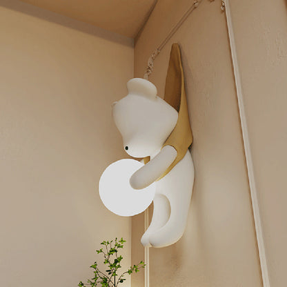 Kids Hanging Bear Resin PMMA 1-Light Wall Sconce Lamp