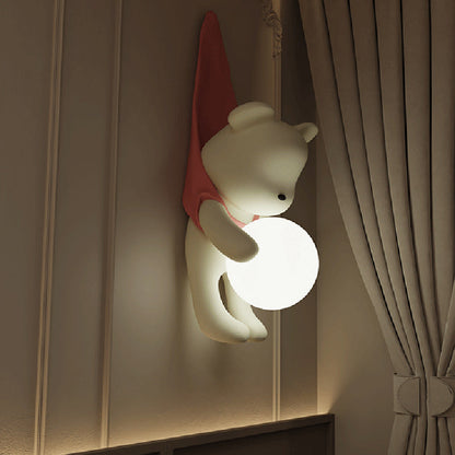 Kids Hanging Bear Resin PMMA 1-Light Wall Sconce Lamp