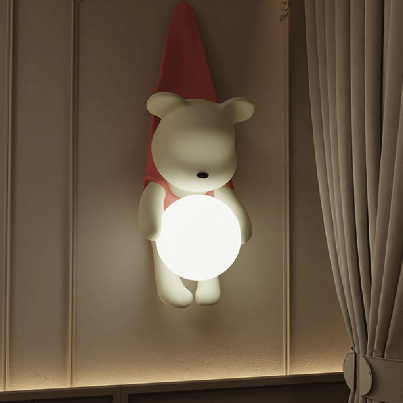 Kids Hanging Bear Resin PMMA 1-Light Wall Sconce Lamp