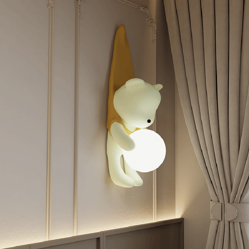 Kids Hanging Bear Resin PMMA 1-Light Wall Sconce Lamp
