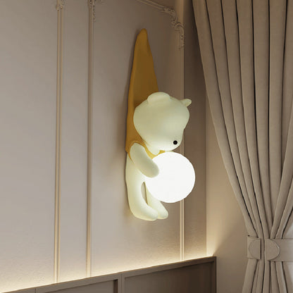 Kids Hanging Bear Resin PMMA 1-Light Wall Sconce Lamp
