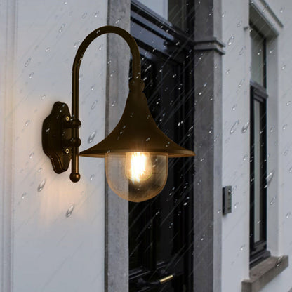 Contemporary Industrial Waterproof Aluminum PVC Conic Horn 1-Light Wall Sconce Lamp For Outdoor Patio