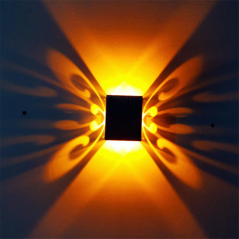 Simplicity Aluminum Cube Butterfly LED Wall Sconce Lamp