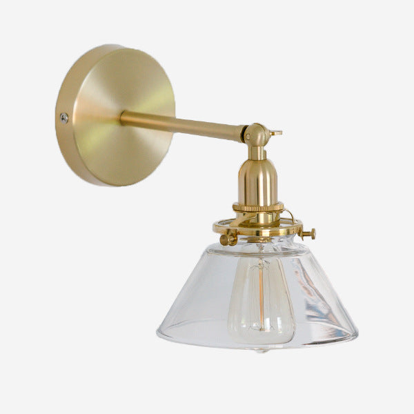 Japanese Copper Glass Conic 1-Light Wall Sconce Lamp