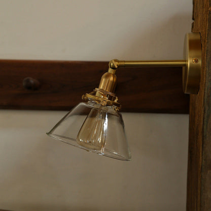 Japanese Copper Glass Conic 1-Light Wall Sconce Lamp