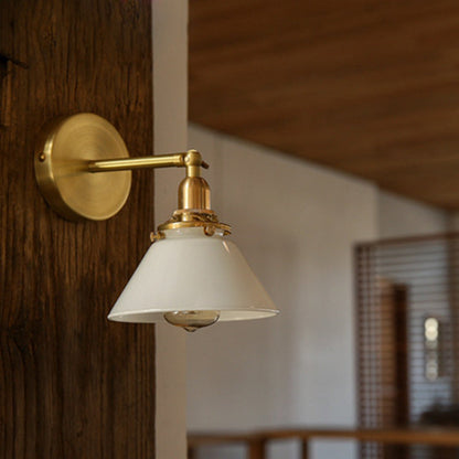 Japanese Copper Glass Conic 1-Light Wall Sconce Lamp