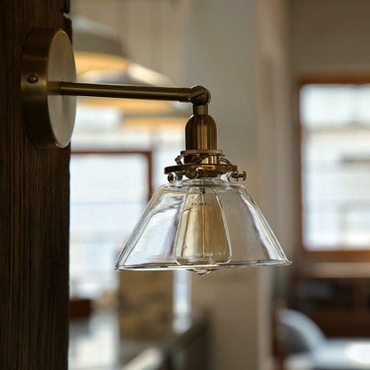 Japanese Copper Glass Conic 1-Light Wall Sconce Lamp