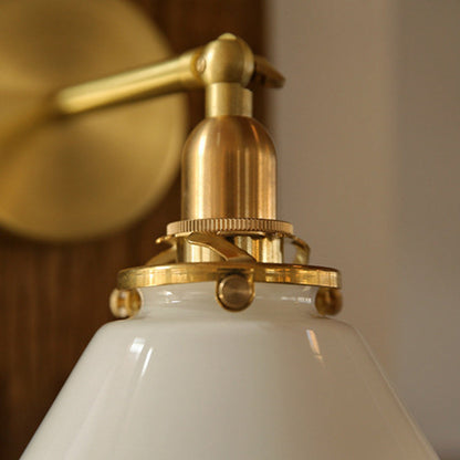 Japanese Copper Glass Conic 1-Light Wall Sconce Lamp