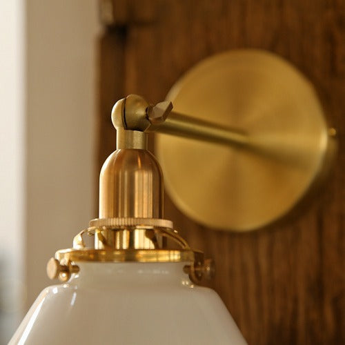 Japanese Copper Glass Conic 1-Light Wall Sconce Lamp
