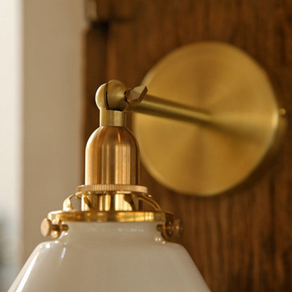 Japanese Copper Glass Conic 1-Light Wall Sconce Lamp