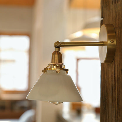 Japanese Copper Glass Conic 1-Light Wall Sconce Lamp