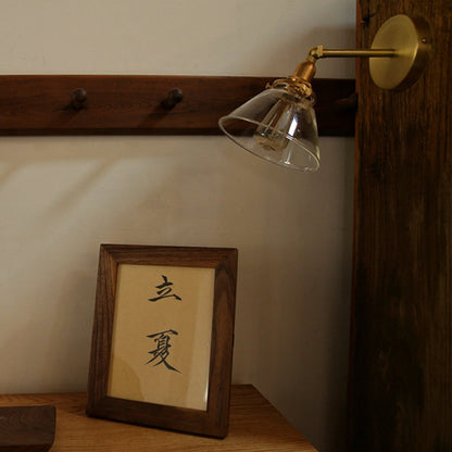 Japanese Copper Glass Conic 1-Light Wall Sconce Lamp