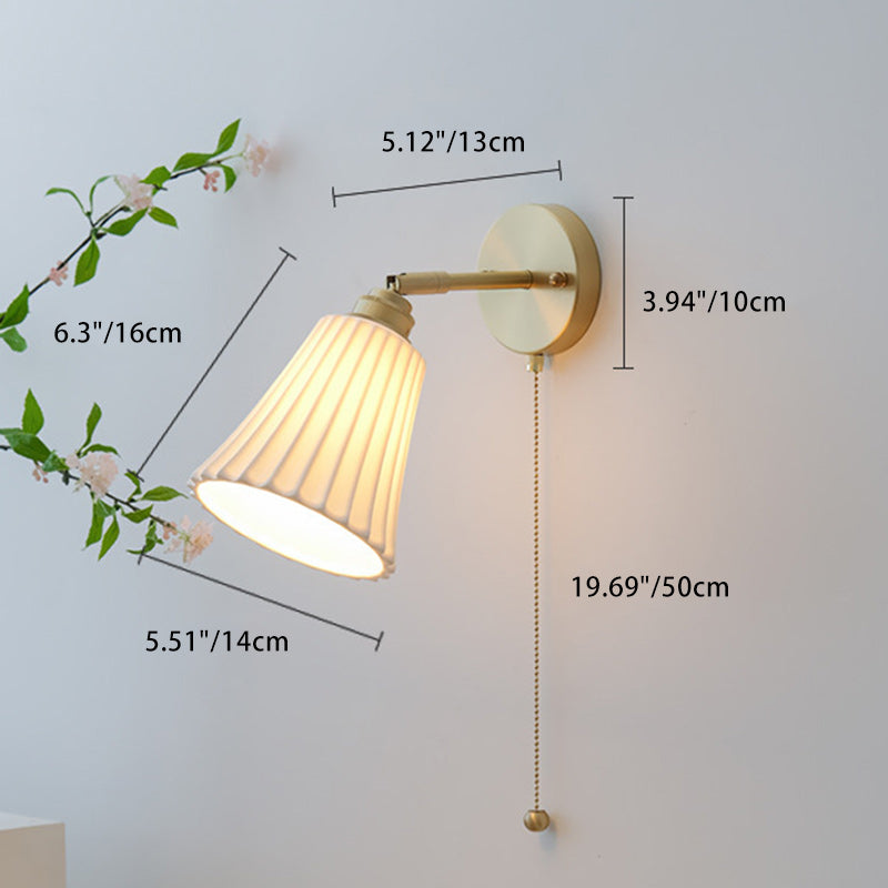 French Horn Zipper Switch 1-Light Wall Sconce Lamp