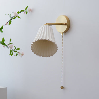 French Horn Zipper Switch 1-Light Wall Sconce Lamp