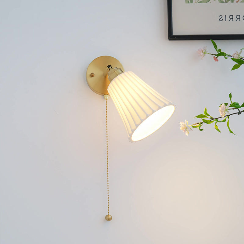 French Horn Zipper Switch 1-Light Wall Sconce Lamp