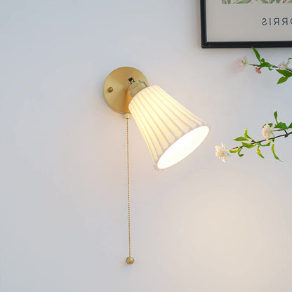 French Horn Zipper Switch 1-Light Wall Sconce Lamp