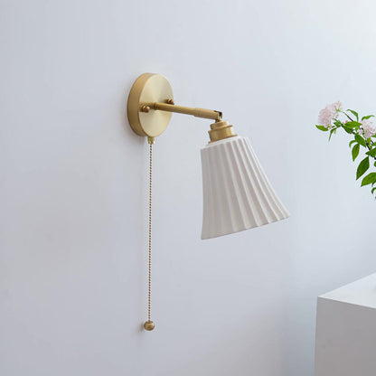 French Horn Zipper Switch 1-Light Wall Sconce Lamp