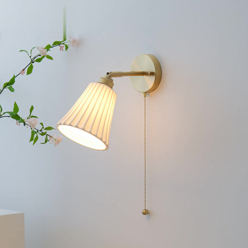 French Horn Zipper Switch 1-Light Wall Sconce Lamp