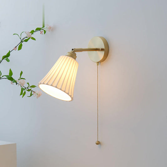French Horn Zipper Switch 1-Light Wall Sconce Lamp
