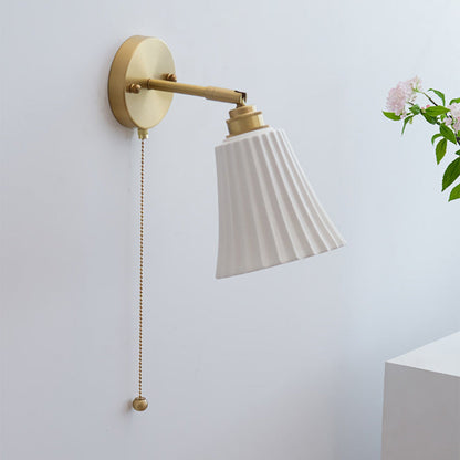 French Horn Zipper Switch 1-Light Wall Sconce Lamp
