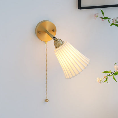 French Horn Zipper Switch 1-Light Wall Sconce Lamp