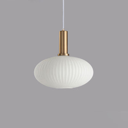 Contemporary Scandinavian Metal Glass Cylinder Striped Lantern 1-Light Pendant Light For Dining Room