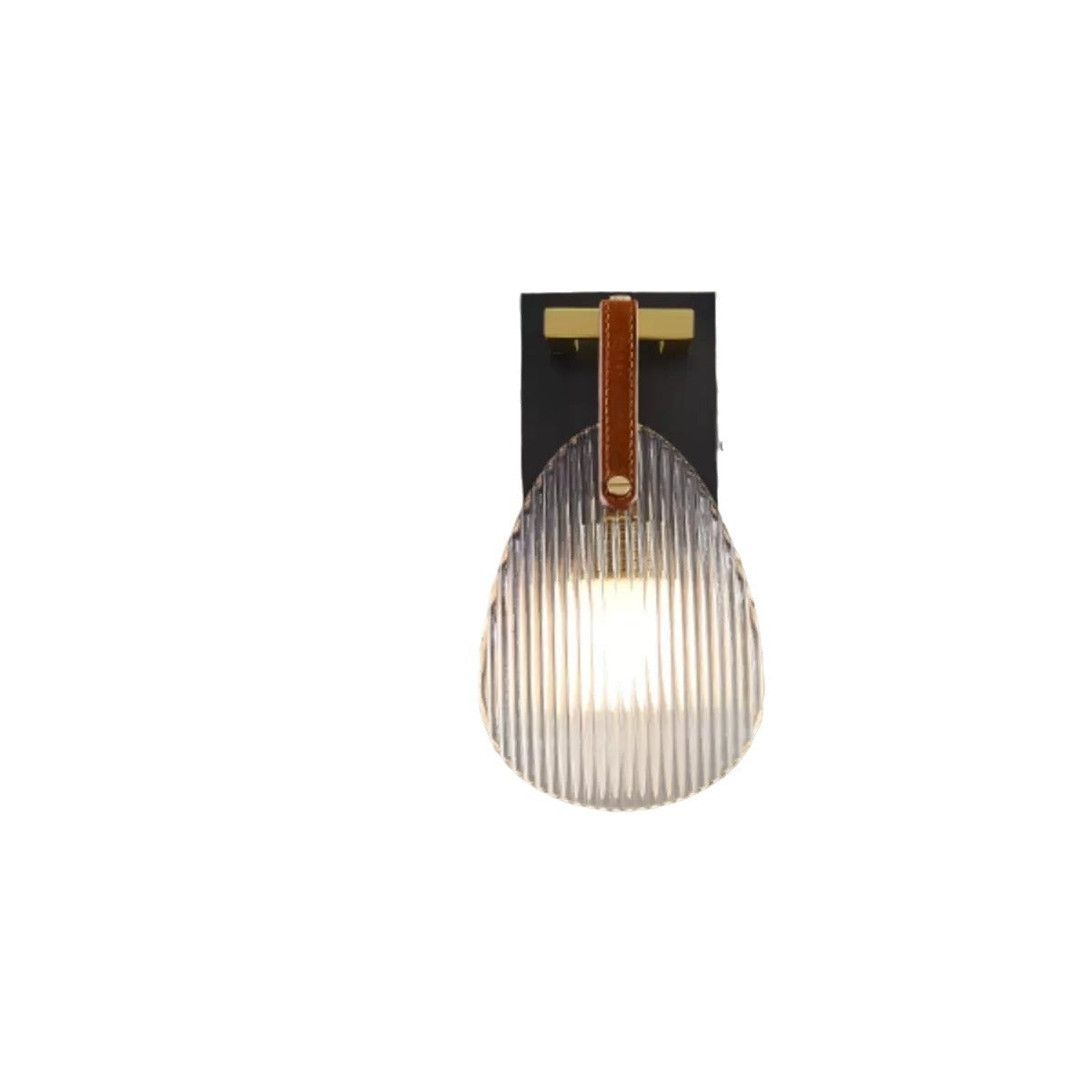 Deco Brass Glass Leather Shell Streak LED Wall Sconce Lamp