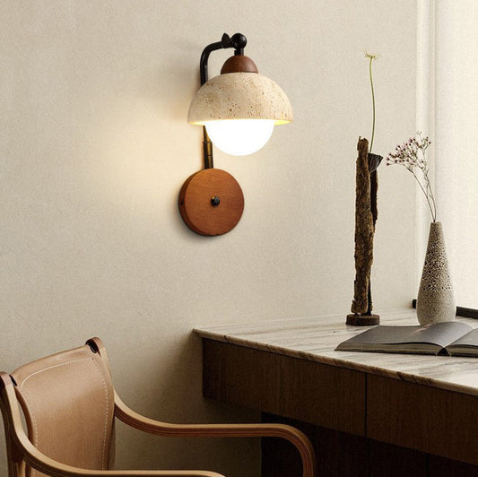 Japanese Rotatable Hemisphere 1-Light Wall Sconce Lamp