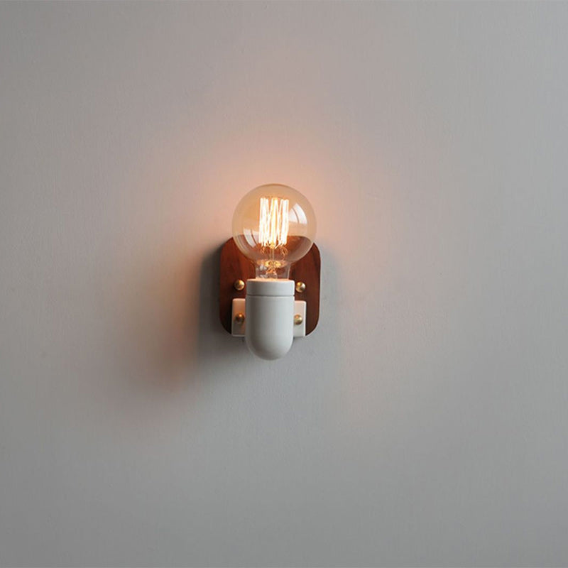 Retro Ceramic Wood Bulb Zipper 1-Light Wall Sconce Lamp