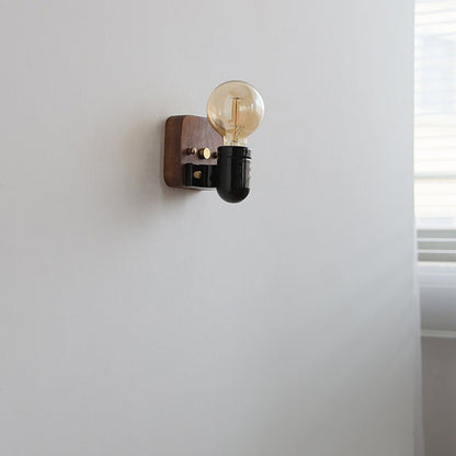 Retro Ceramic Wood Bulb Zipper 1-Light Wall Sconce Lamp