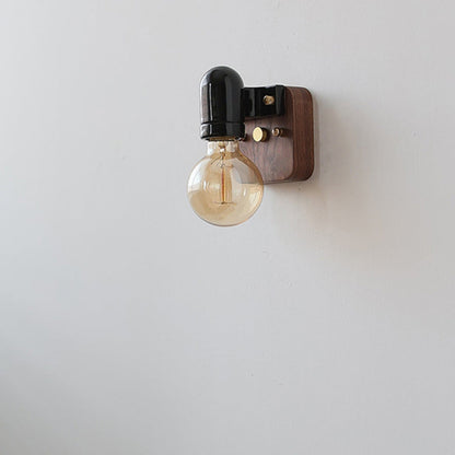Retro Ceramic Wood Bulb Zipper 1-Light Wall Sconce Lamp
