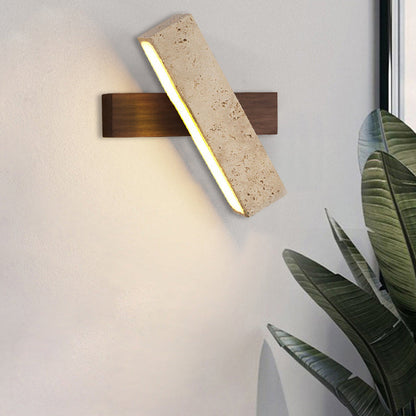 Japanese Wood Rotatable Rectangular LED Wall Sconce Lamp