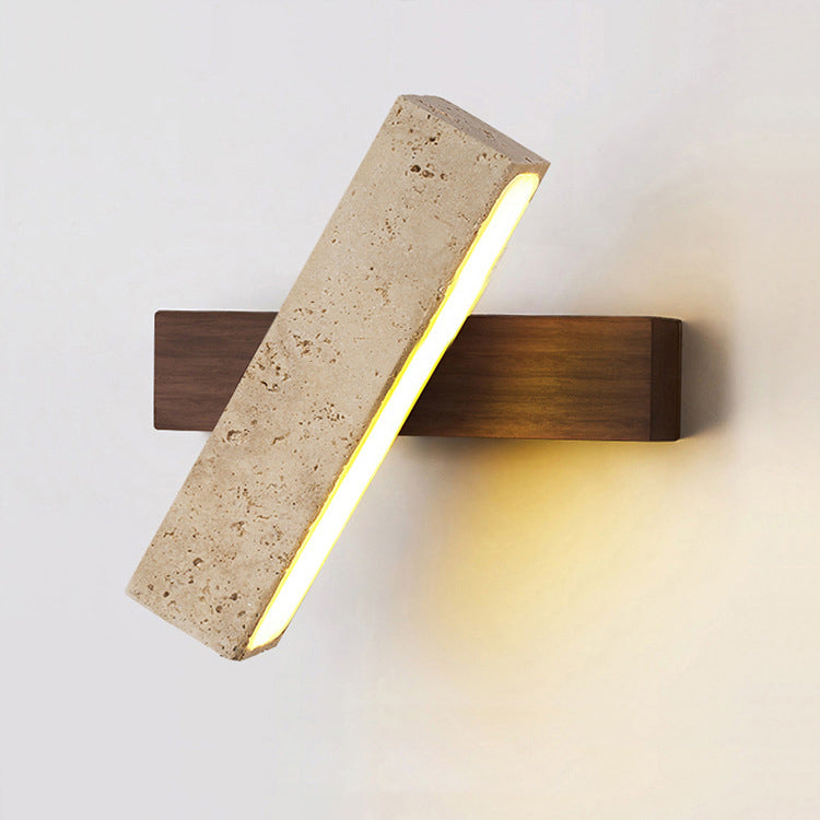 Japanese Wood Rotatable Rectangular LED Wall Sconce Lamp
