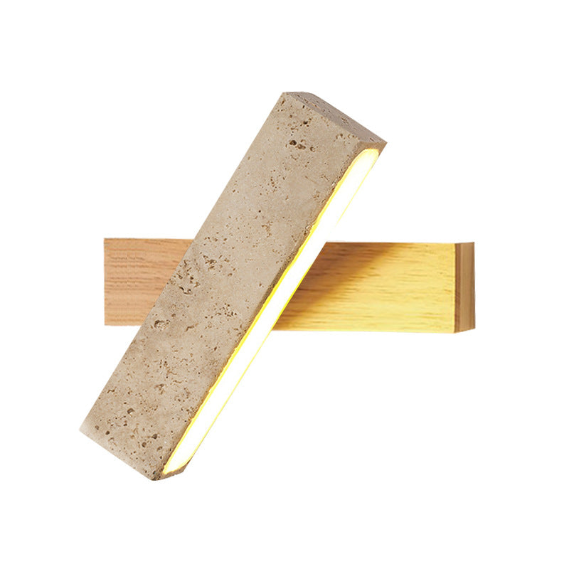 Japanese Wood Rotatable Rectangular LED Wall Sconce Lamp