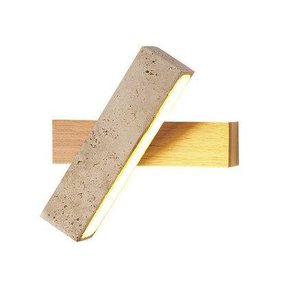 Japanese Wood Rotatable Rectangular LED Wall Sconce Lamp