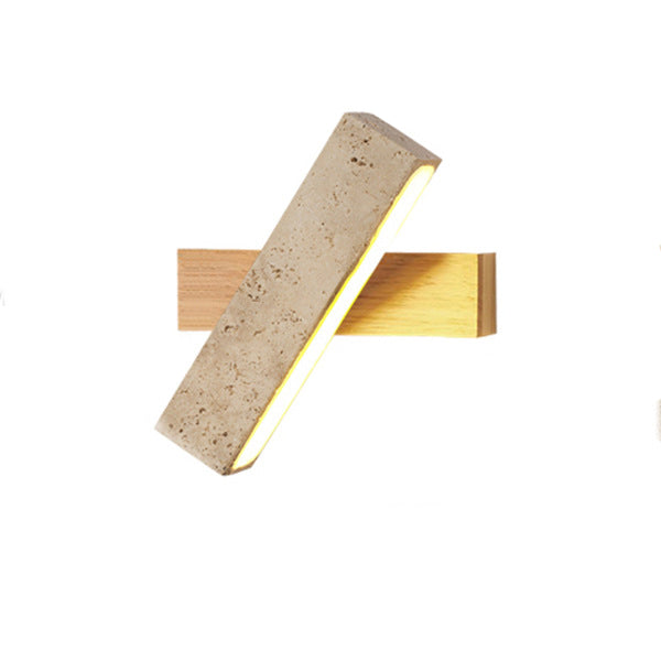 Japanese Wood Rotatable Rectangular LED Wall Sconce Lamp